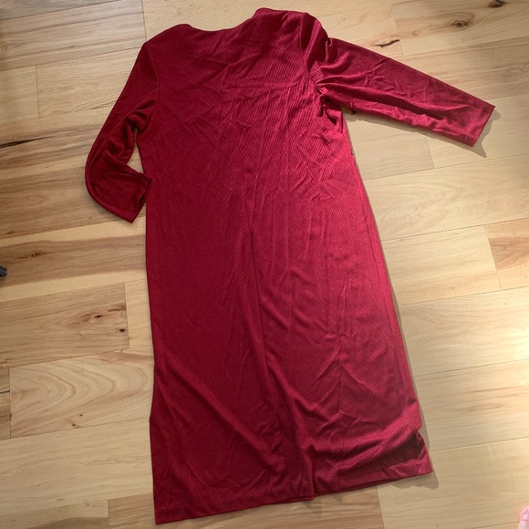 80s NWOT vintage deep red flowy maxi dress - Picture 6 of 8